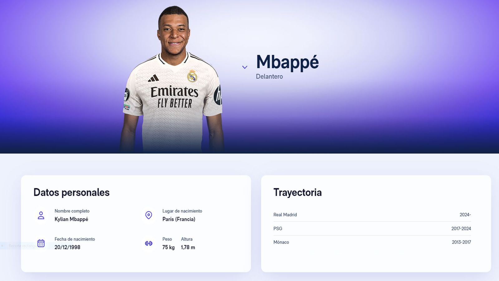 Mbappé ya aparece en la web del Real Madrid