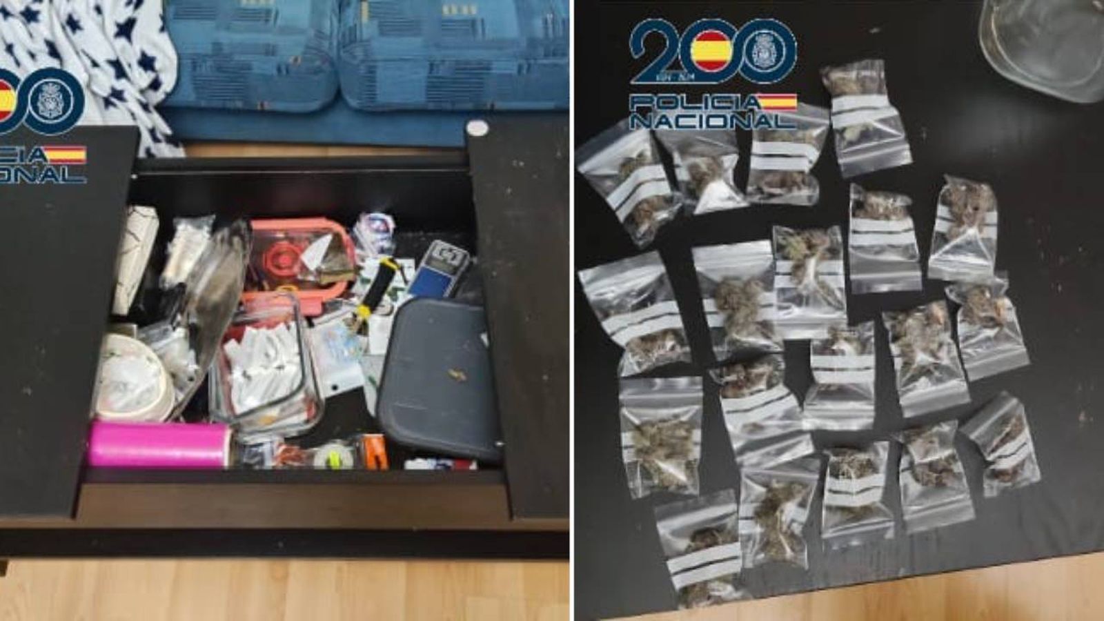 Drogas incautadas al presunto autor de un delito de malos tratos en Puente de Vallecas