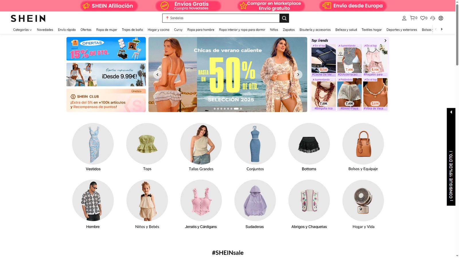 Página web de Shein