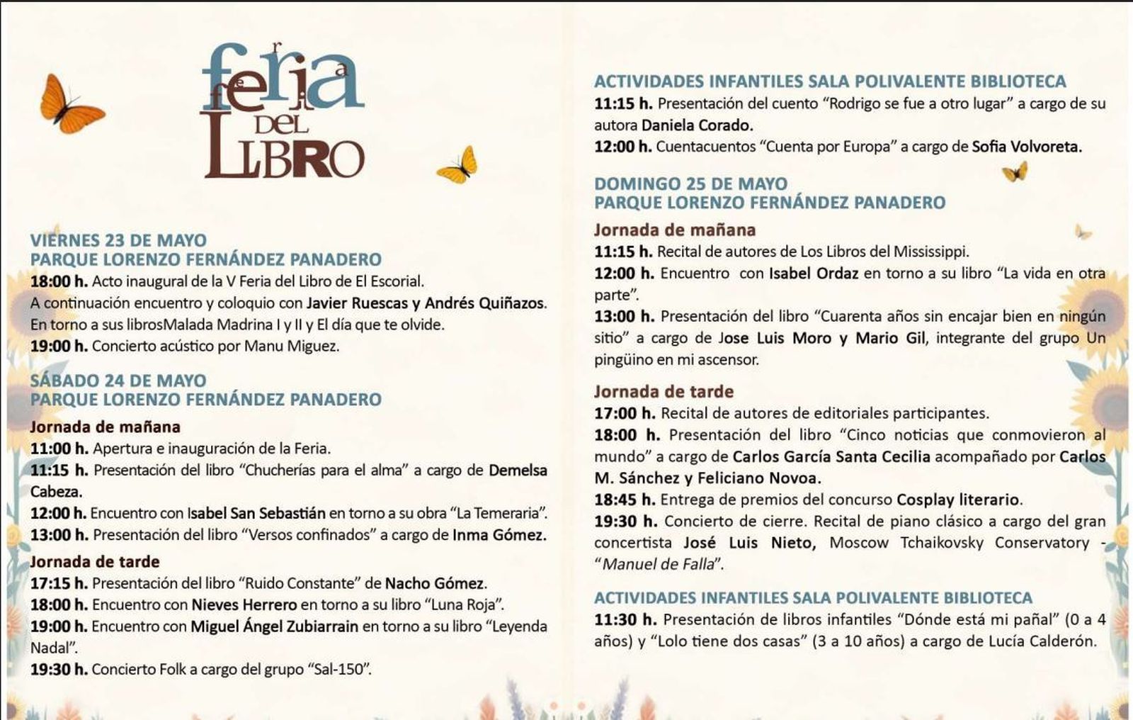 Programación de la Feria del Libro de El Escorial