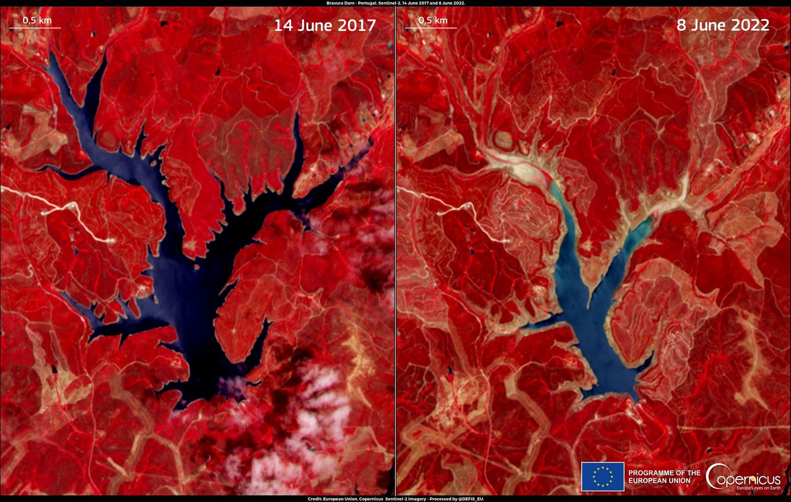 Embalse de Bravura, en Portugal