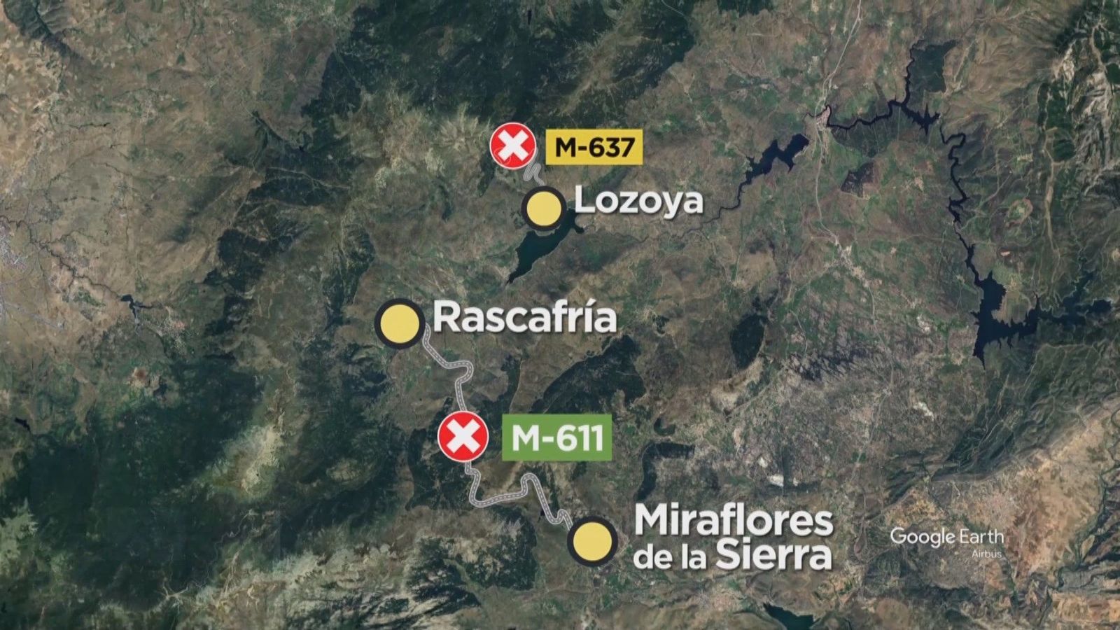 El desbordamiento del Río Lozoya corta vías como la M-611 o la M-637