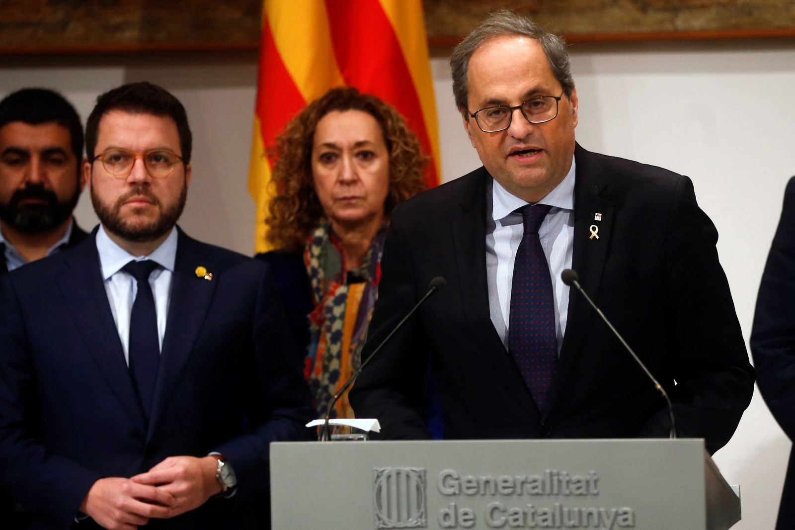 Quim Torra habla ante la prensa