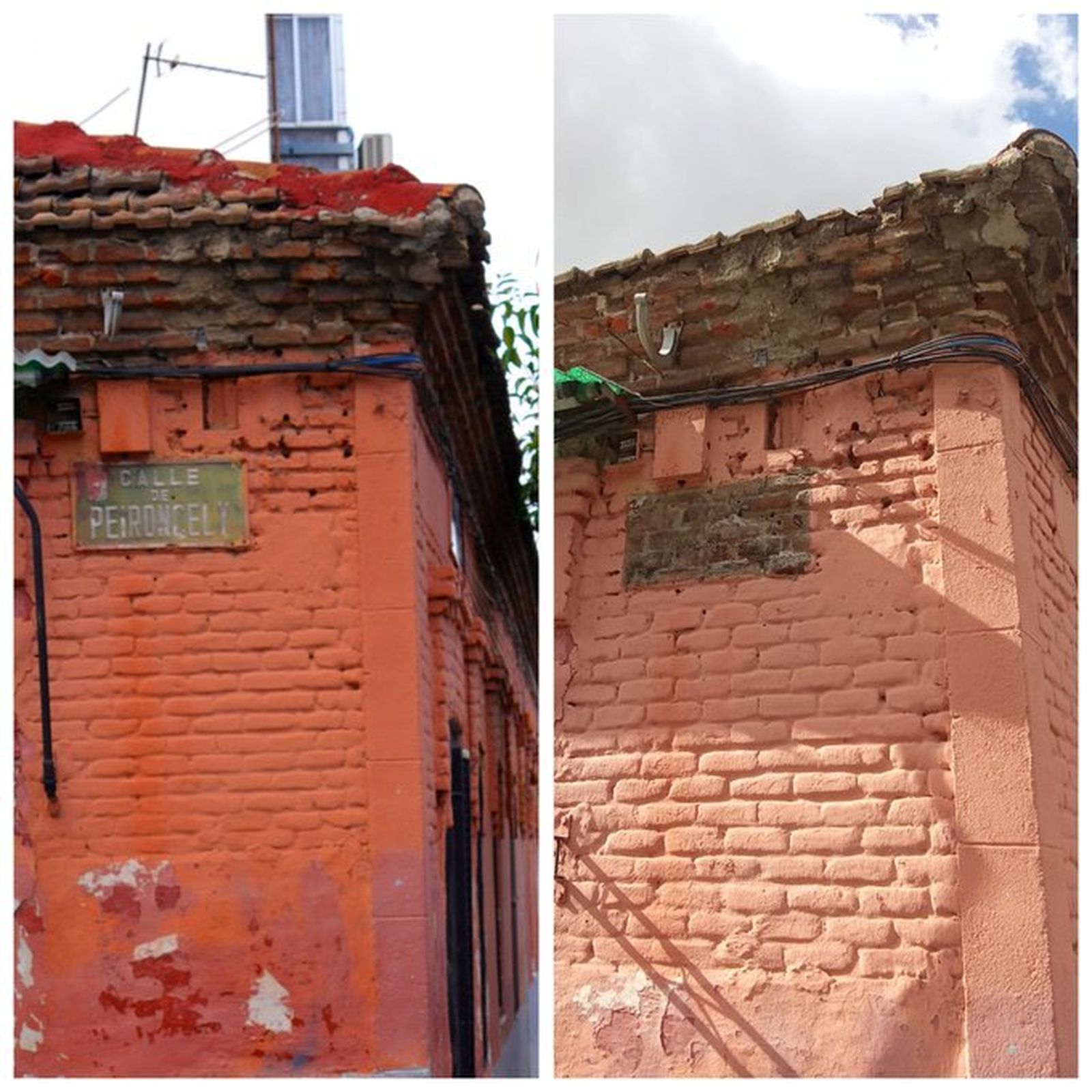 El antes y el después en la fachada de la Calle Peironcely 10