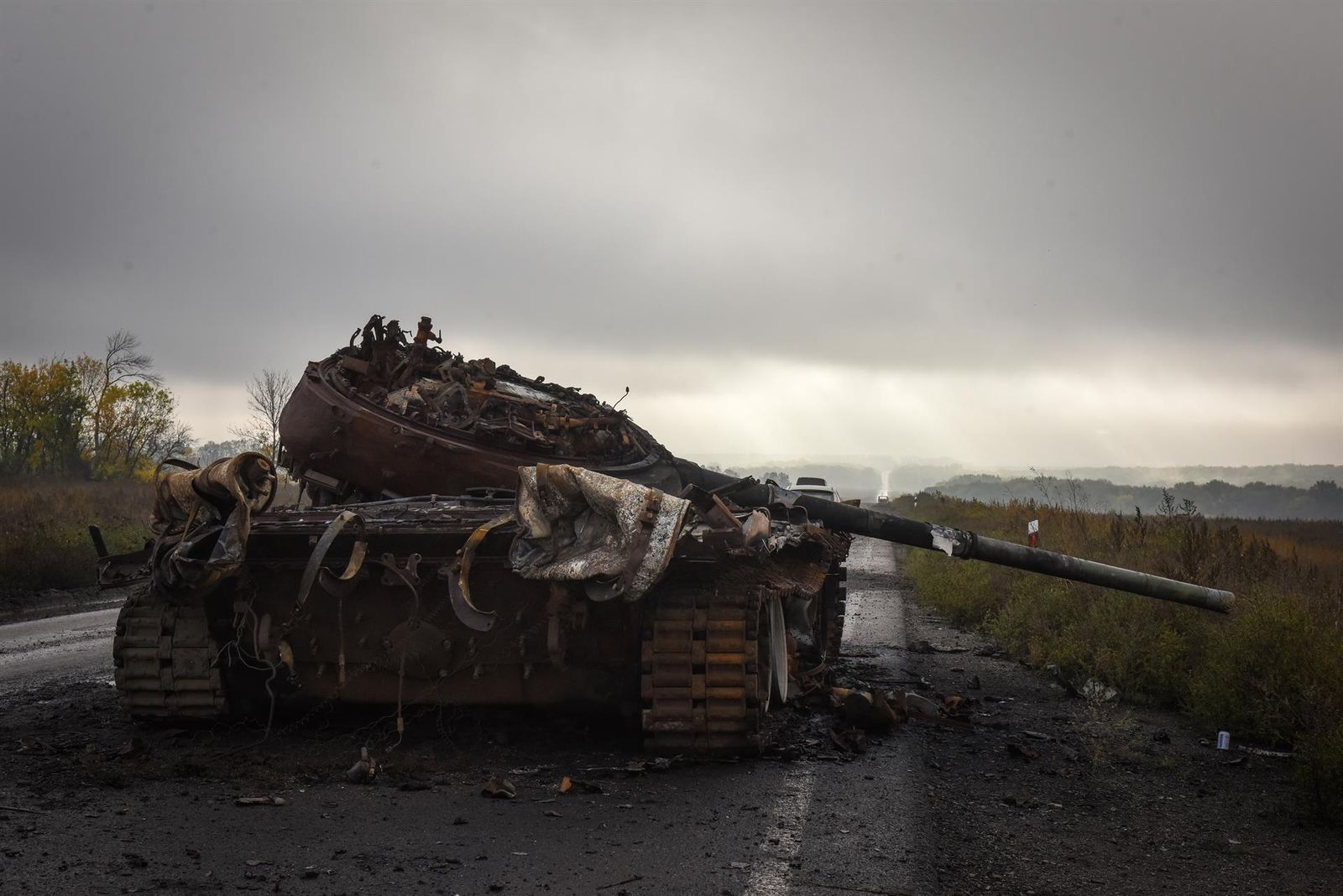 Imagen de un tanque ruso destruido