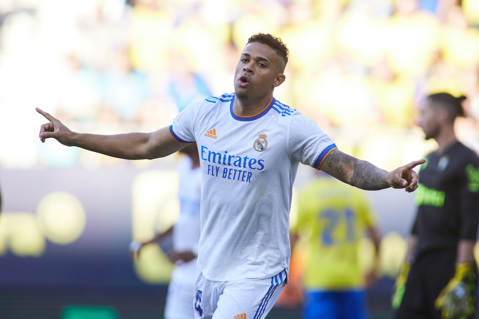 Mariano Díaz celebra un gol con el Real Madrid