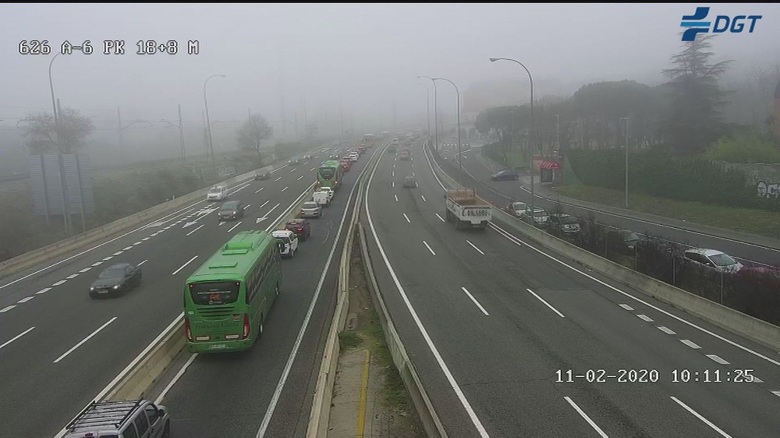 La avería de un autobús paraliza el Bus Vao de la A-6 a la altura de Las Rozas