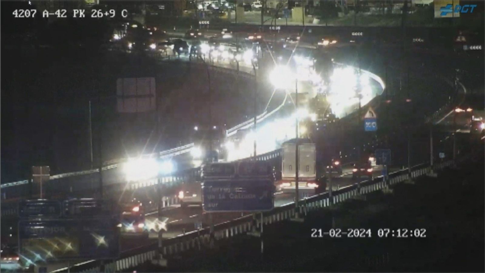 Un accidente ha provocado retenciones en la A-42 a la altura de Torrejón de Velasco