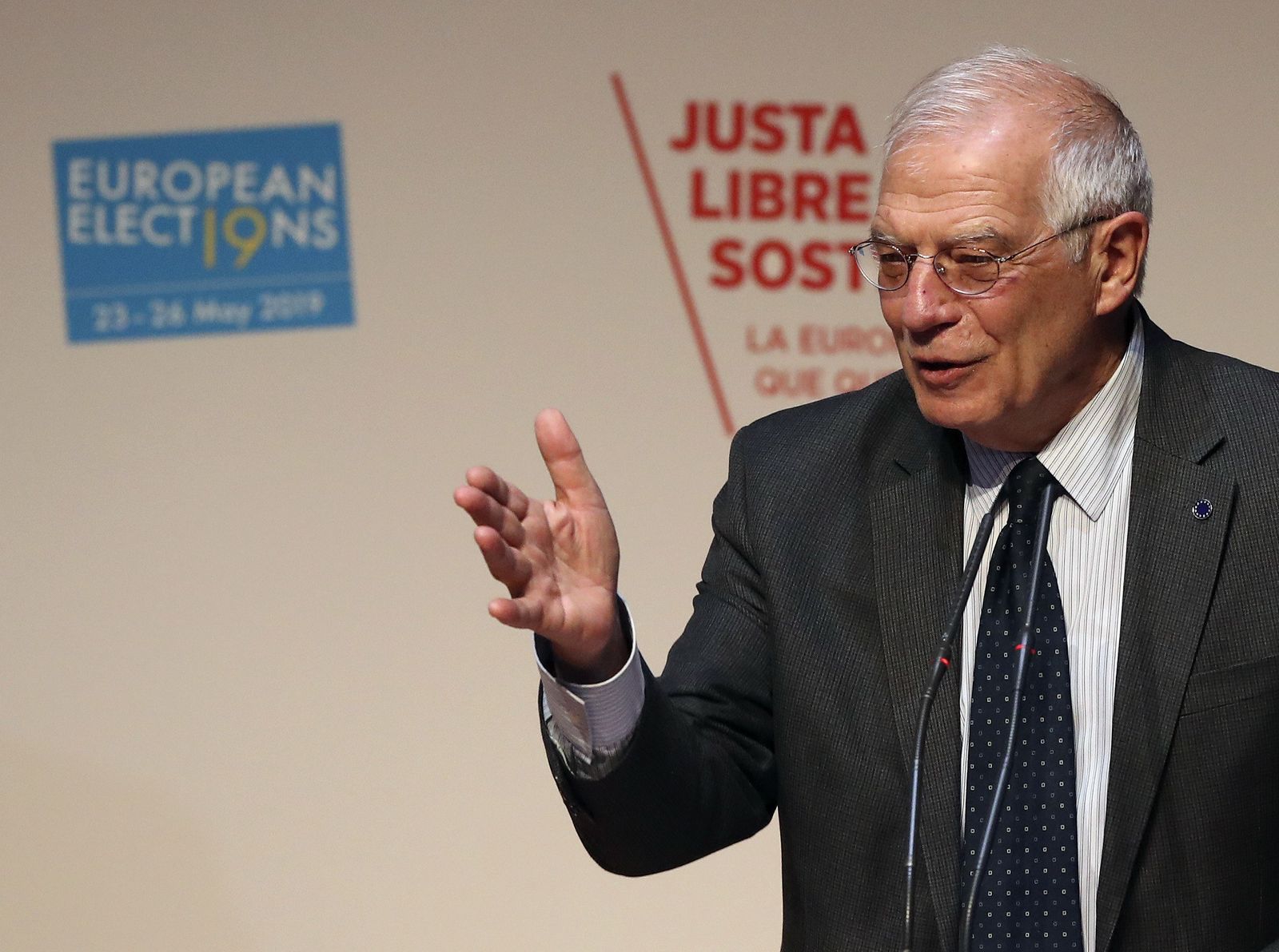 El ministro de Asuntos Exteriores, Josep Borrell, durante la Convención del Partido Socialista Europeo