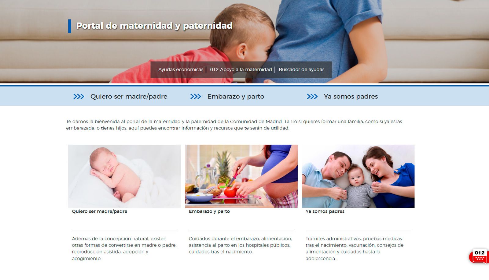 Nuevo portal de maternidad y paternidad de la Comunidad de Madrid
