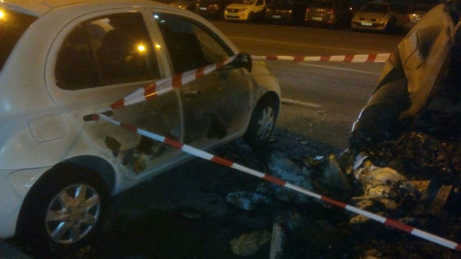 Contenedor quemado en Moratalaz