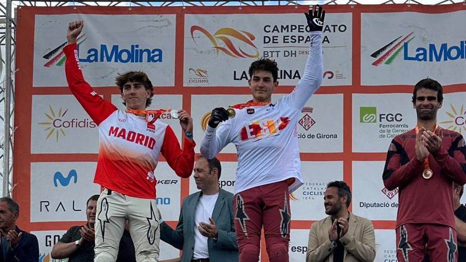 Podio de los Nacionales de Descenso de ciclismo