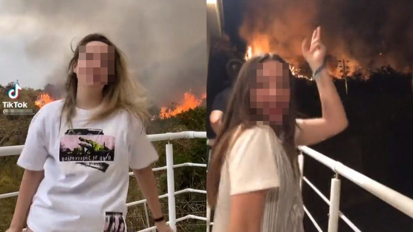 Joven baila delante de un incendio