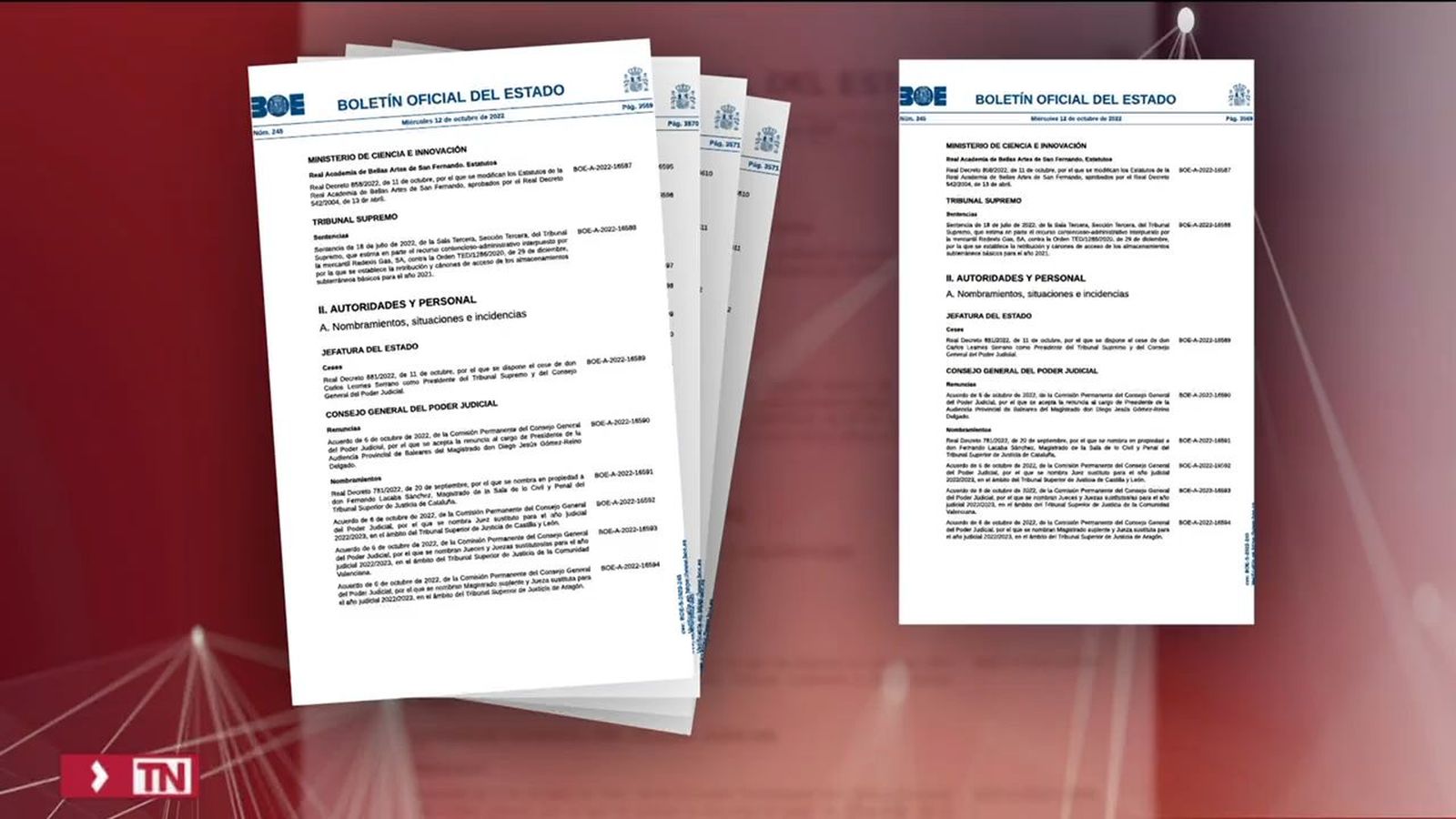 El BOE publica el cese de Lesmes