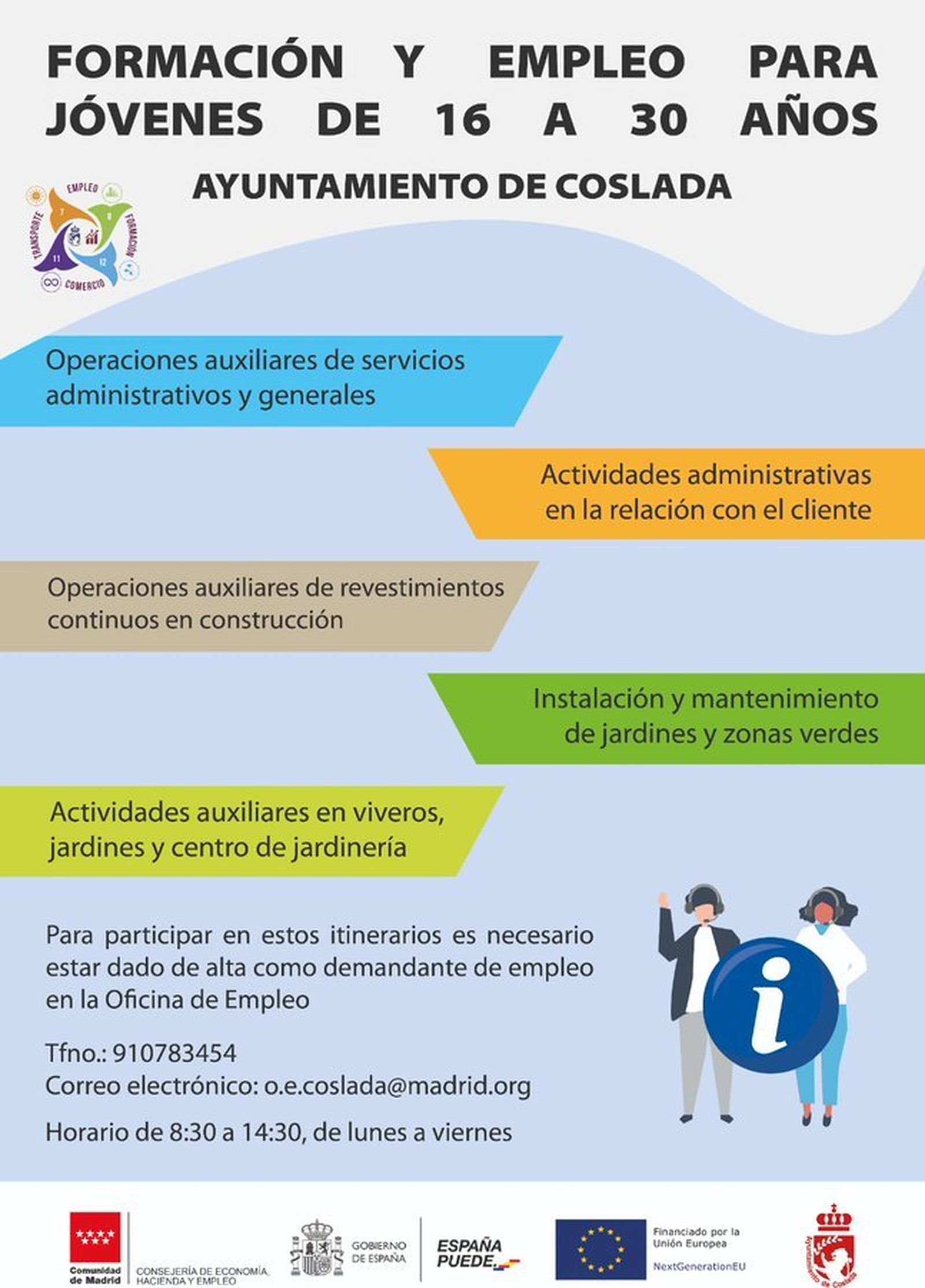 El Ayuntamiento de Coslada ofrece empleo y formación para 90 jóvenes