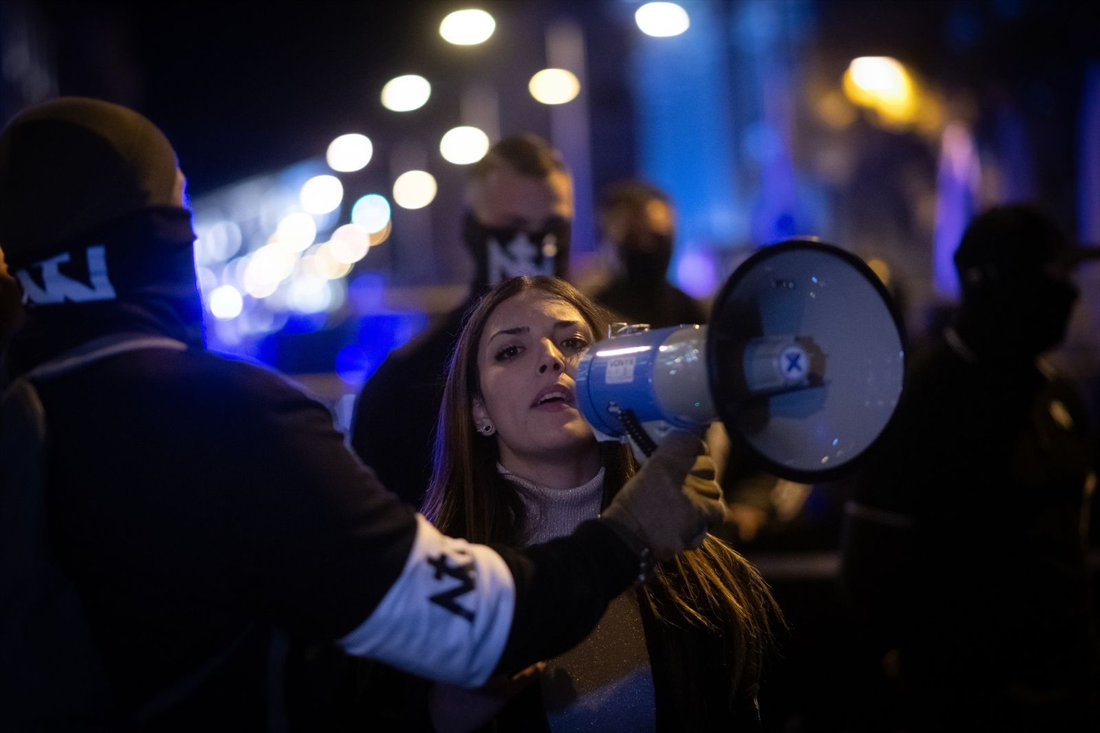 Isabel Peralta, líder de Bastión Nacional, en una manifestación de Núcleo Nacional
