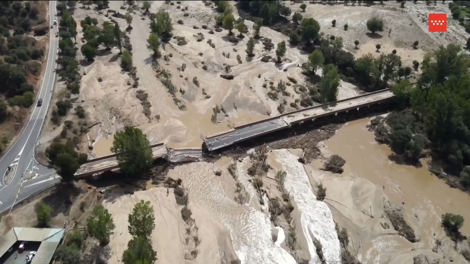 Un dron capta los efectos de la DANA en Madrid desde el aire
