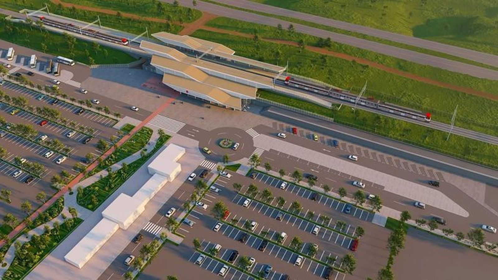 Ilustración del nuevo ámbito de la nueva estación de Tres Cantos