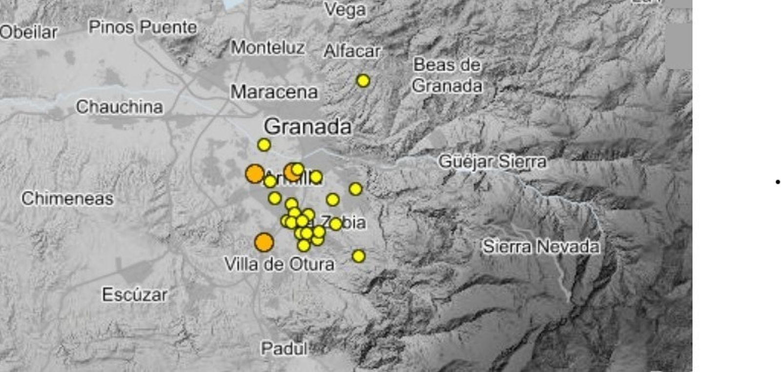 Seismos en las últimas horas en Granada y su área metropolitana