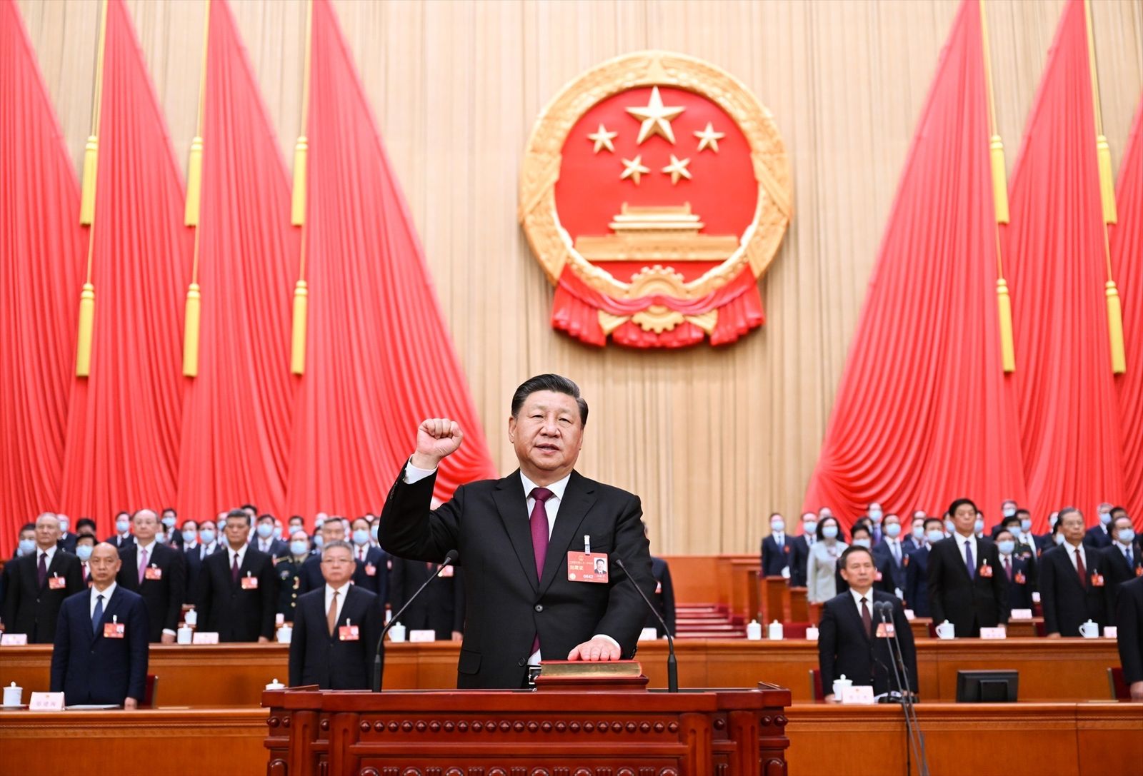 El presidente de China Xi Jinping, en una ceremonia con motivo de su reelección, en marzo de 2023