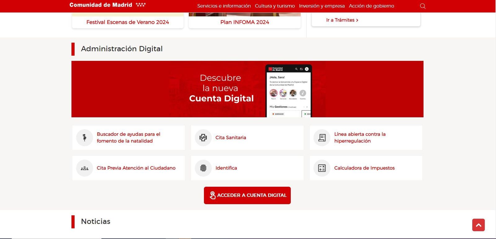 Acceso a la 'Cuenta Digital' de la Comunidad de Madrid