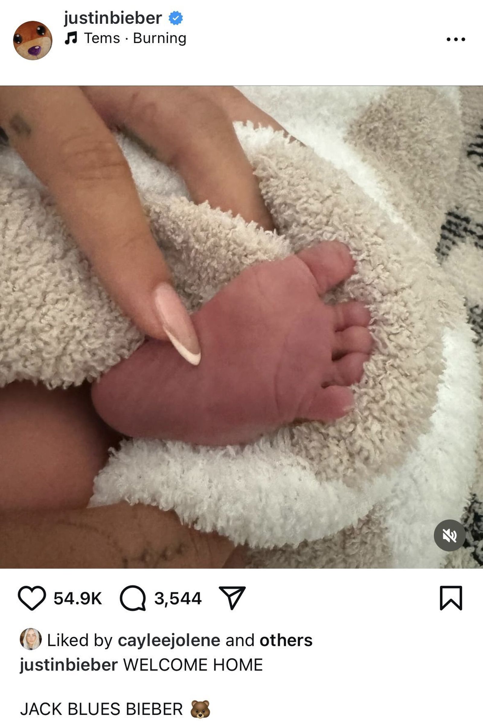 Justin Bieber anuncia el nacimiento de su primer hijo en Instagram