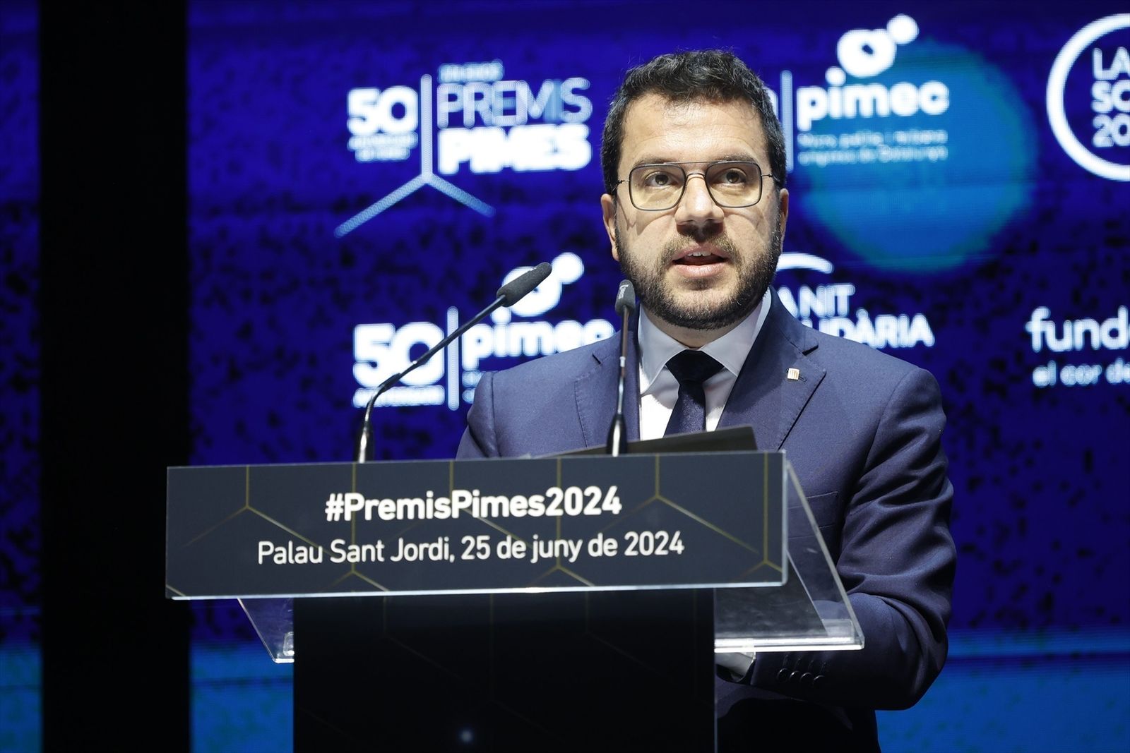 Pere Aragonès, durante la entrega de los 37 Premis Pimes