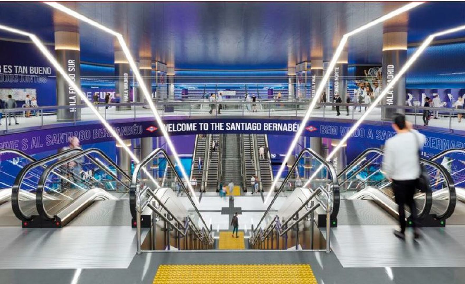Futuro interior de la estación de Metro Santiago Bernabéu