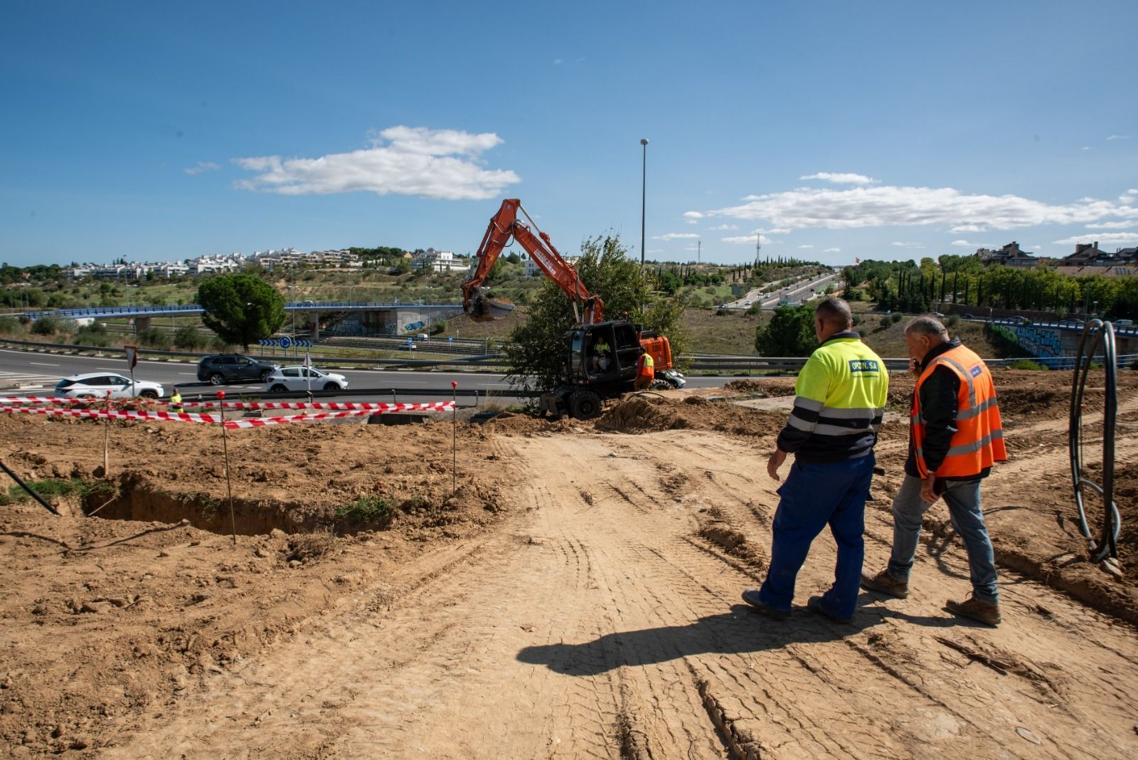 Obras de conexión de la M-513 con la M-50, en Boadilla del Monte