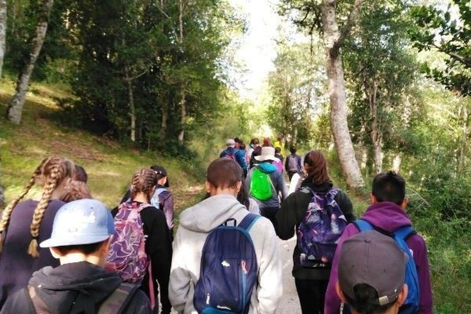 Adolescentes haciendo senderismo