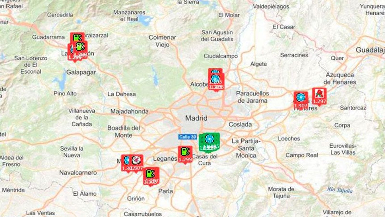 Las gasolineras más baratas de Madrid se concentran en las zonas sur y este de la región