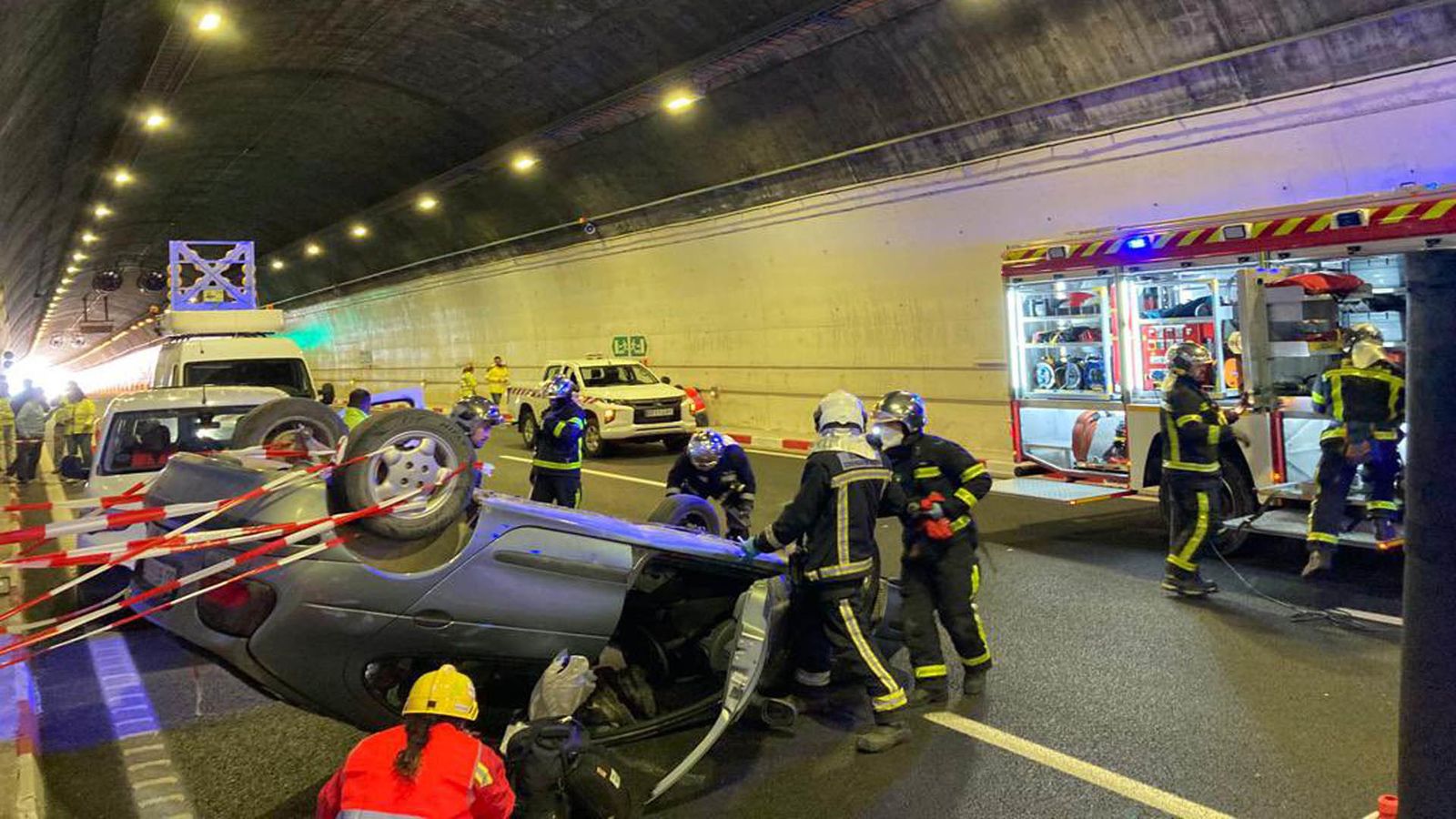 Simulacro en el túnel de Somosierra