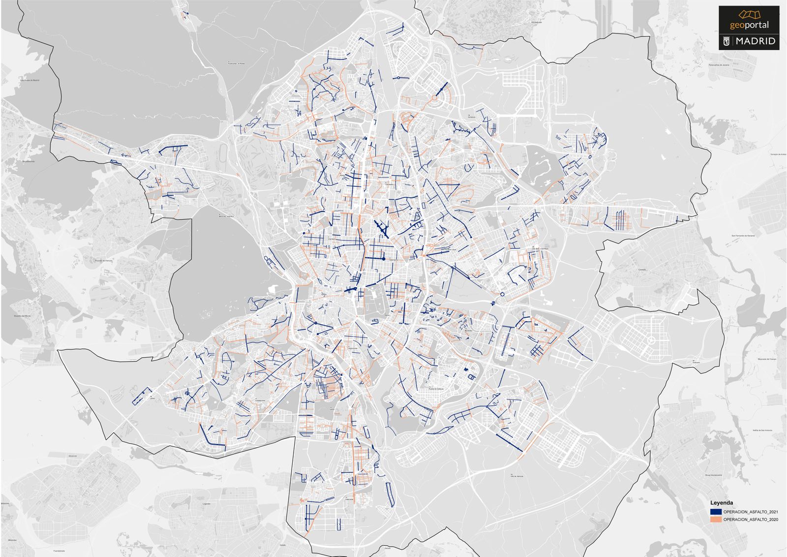 Mapa de la Operación Asfalto 2021 de Madrid