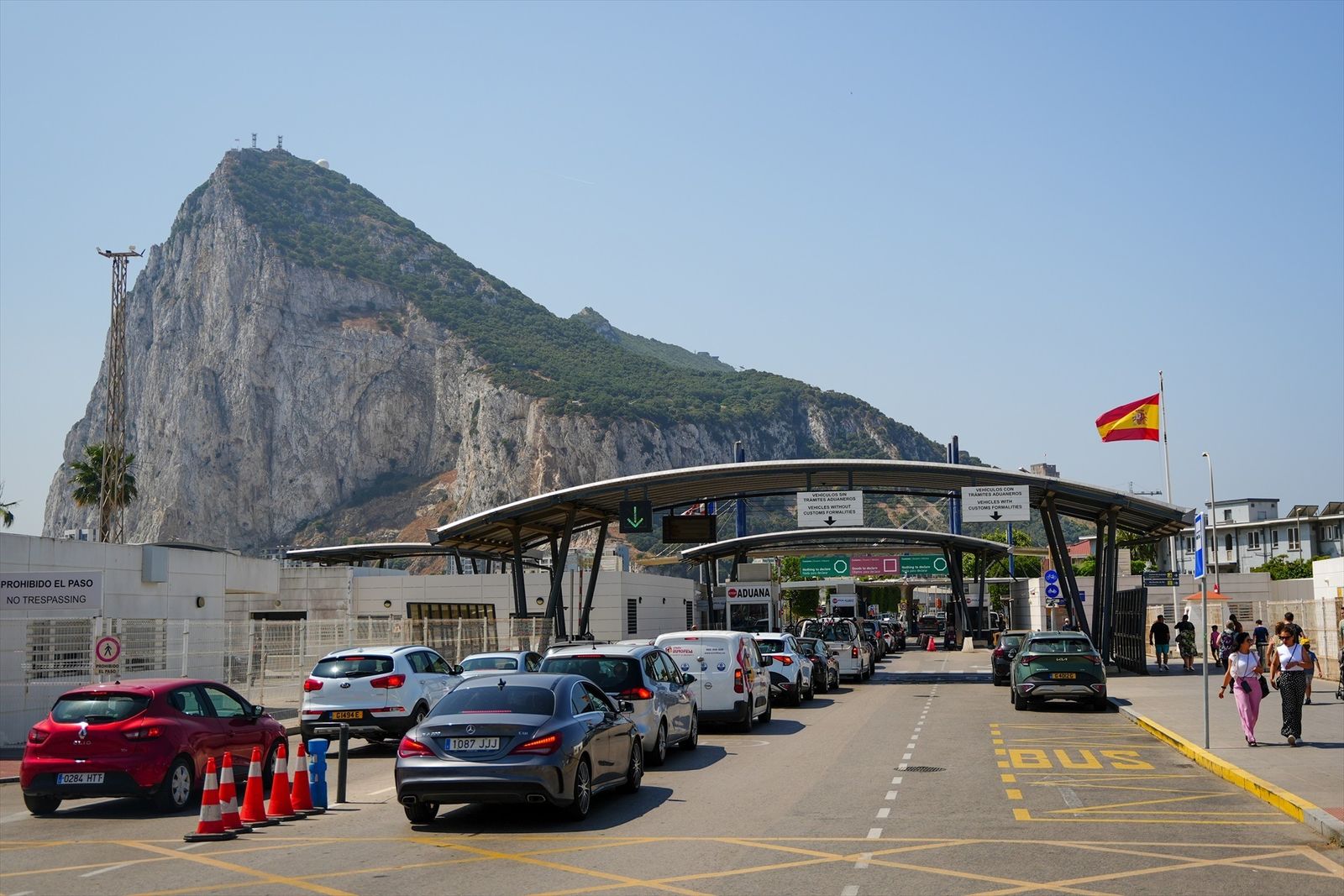 Frontera entre España y el Peñón de Gibraltar en La Línea de la Concepción, Cádiz