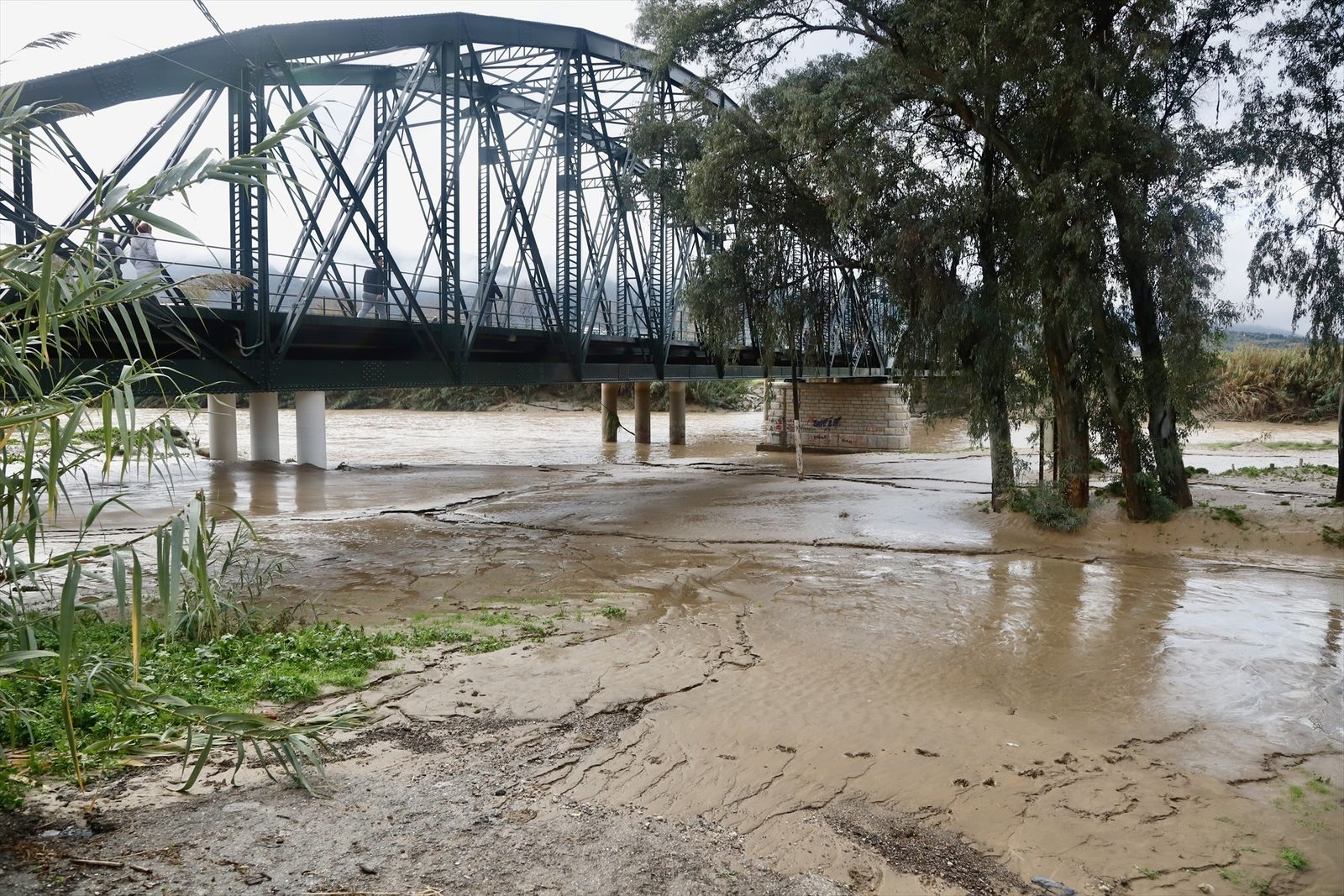 El río Guadalhorce, desbordado