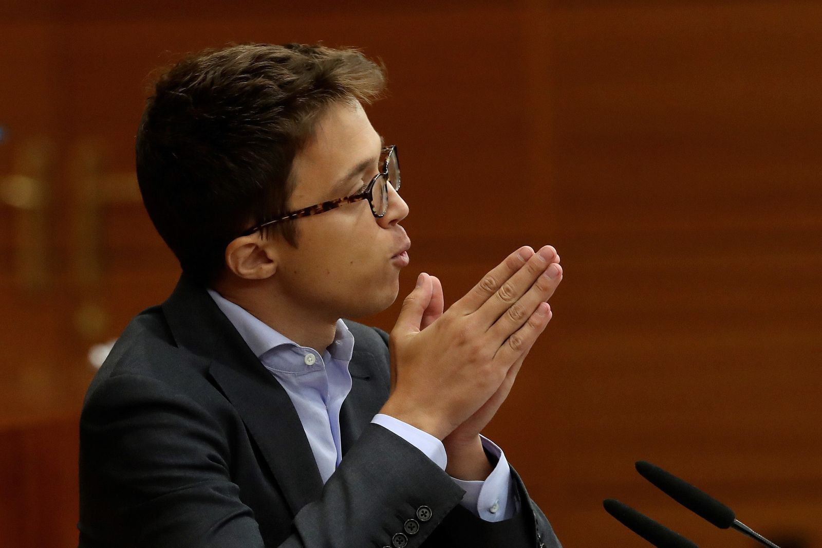 Íñigo Errejón, durante su intervención en la Asamblea de Madrid