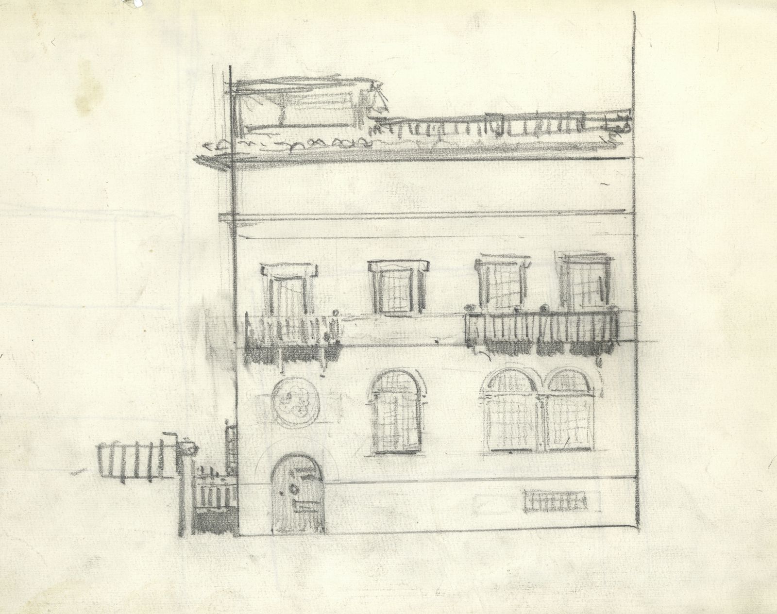 Dibujo de Joaquín Sorolla de la fachada de la Casa Sorolla