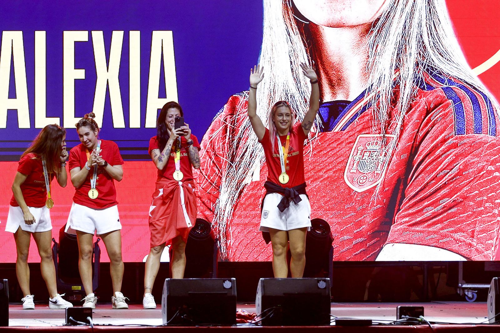 Fiesta de la Selección femenina de fútbol en Madrid tras ganar el Mundial