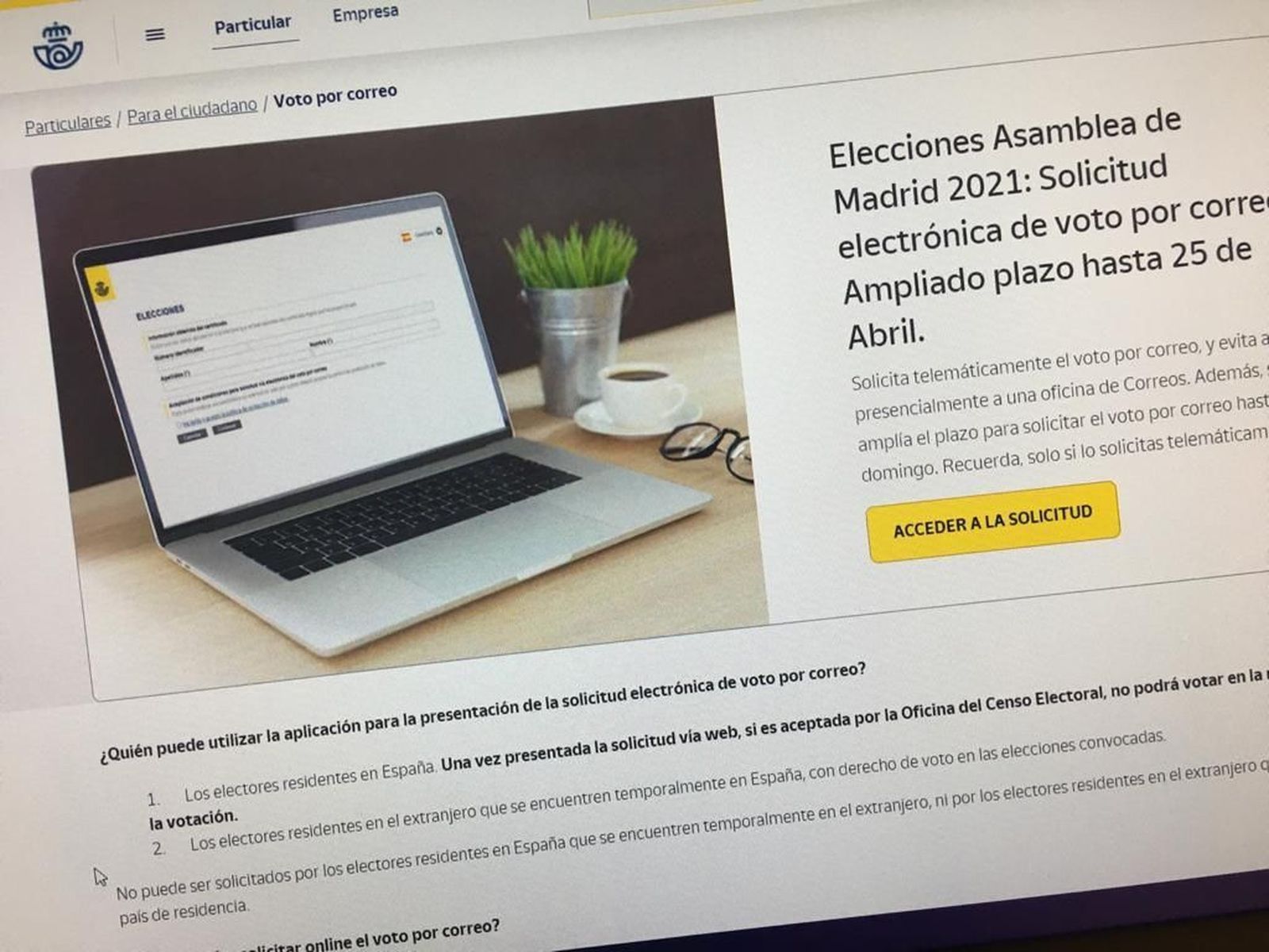 Este domingo acaba el plazo para pedir el voto por correo, por internet