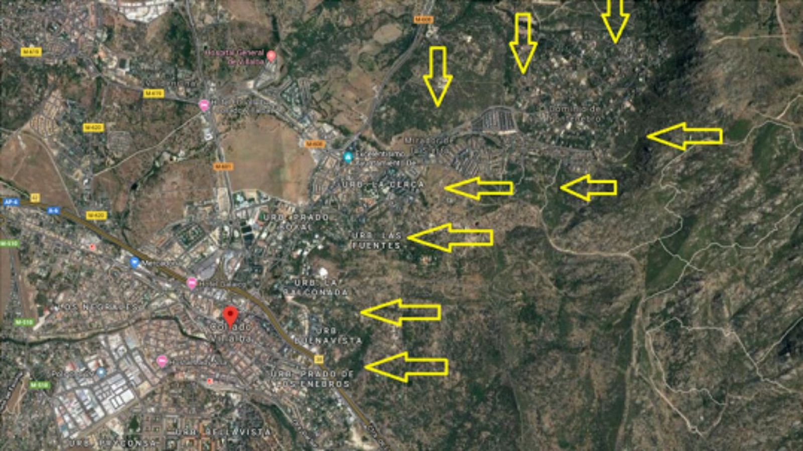 Puntos de entrada de jabalíes a Collado Villalba