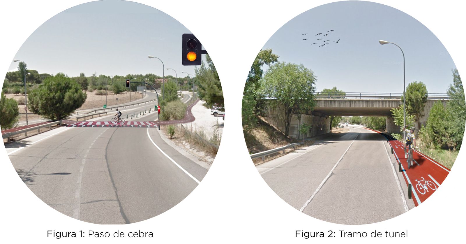 Fotomontaje de los puntos clave del carril-bici Aravaca Moncloa