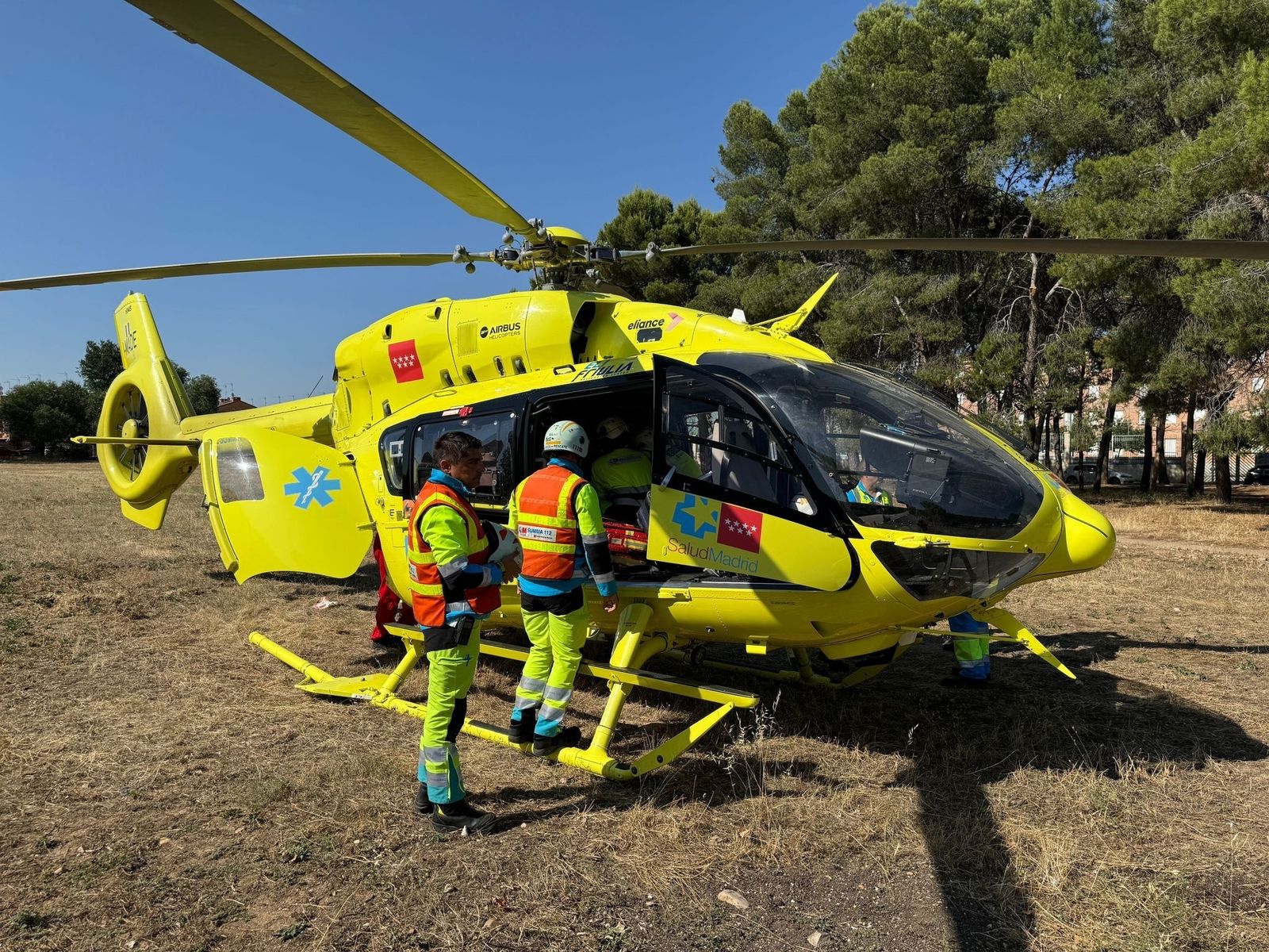 Helicóptero que trasladó al niño al hospital
