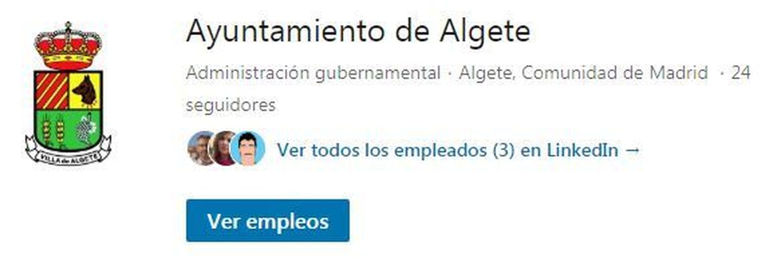 Perfil de Linkedin del Ayuntamiento de Algete