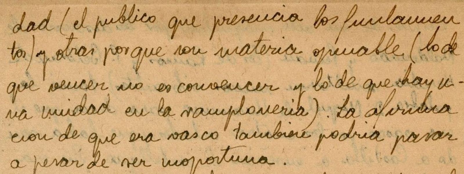 Fragmento de las notas en las que se puede leer la famosa frase de Unamuno