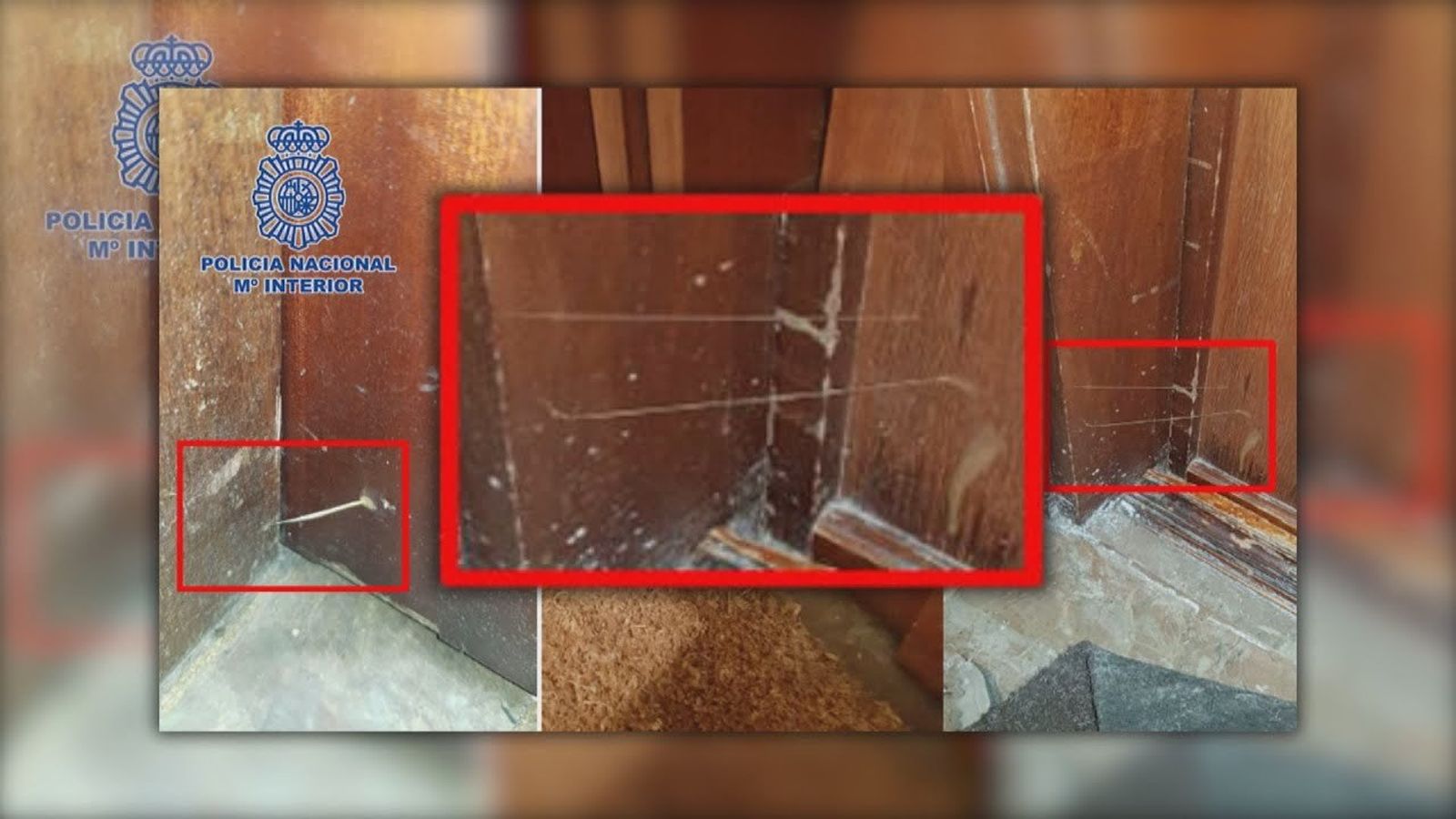 Hilos colocados por los ladrones en las puertas de acceso a los domicilios