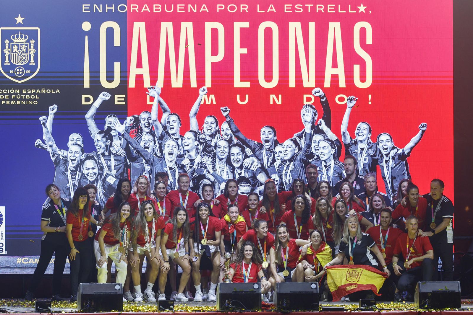 Fiesta de la Selección femenina de fútbol en Madrid tras ganar el Mundial