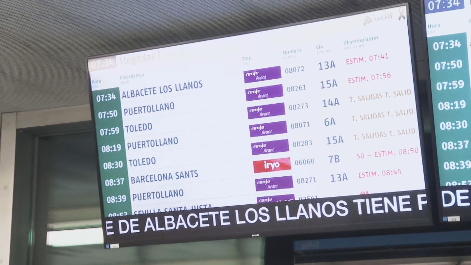 Panel de llegadas de trenes en Atocha