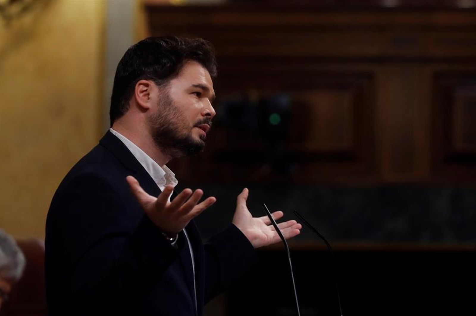 Gabriel Rufián durante su intervención en el Congreso