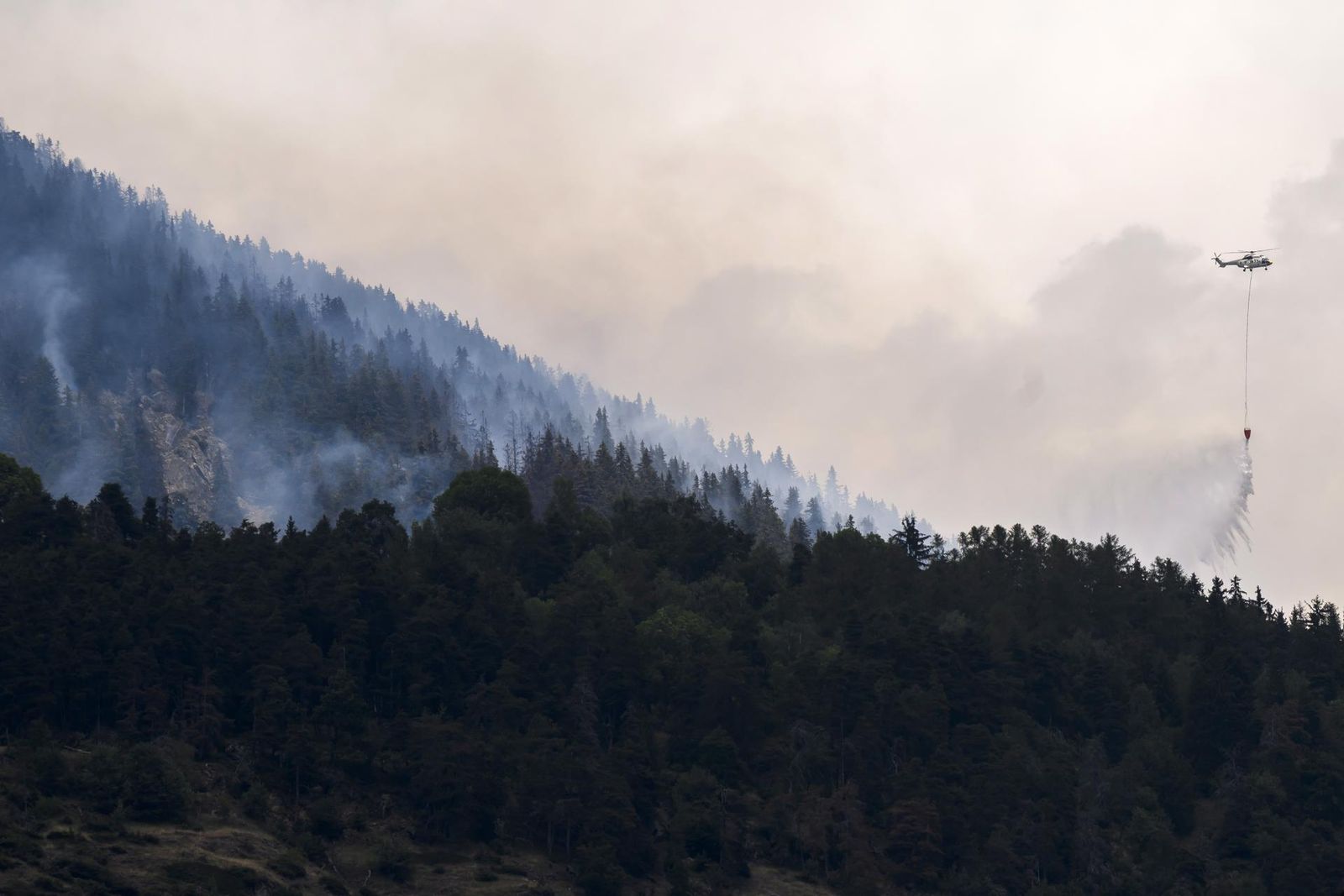 Incendio en los Alpes suizos: 100 hectáreas calcinadas y 205 evacuados