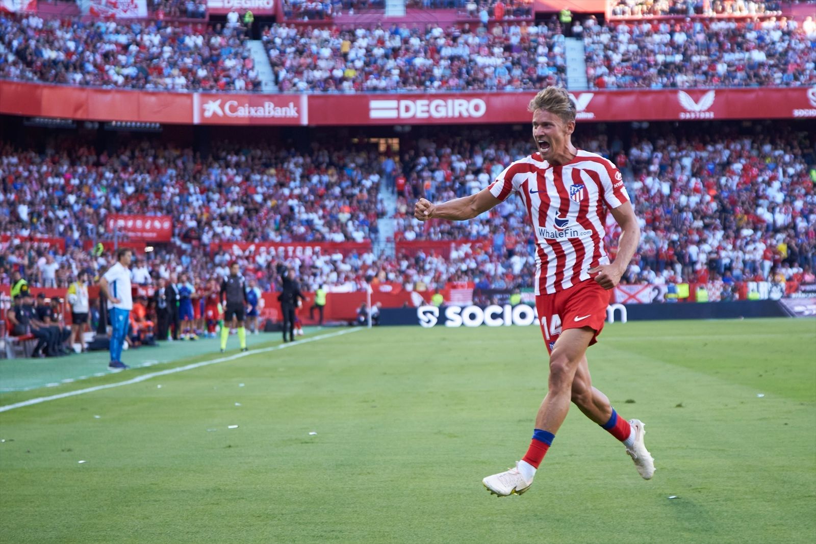 Marcos Llorente celebra su gol frente al Sevilla
